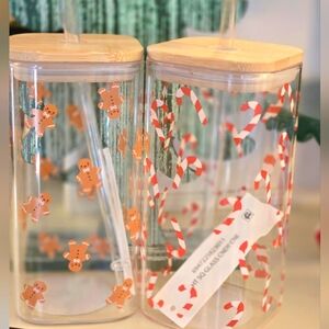 Viral square tumblers set of 2 GINGERBREAD AND CANDY CANE